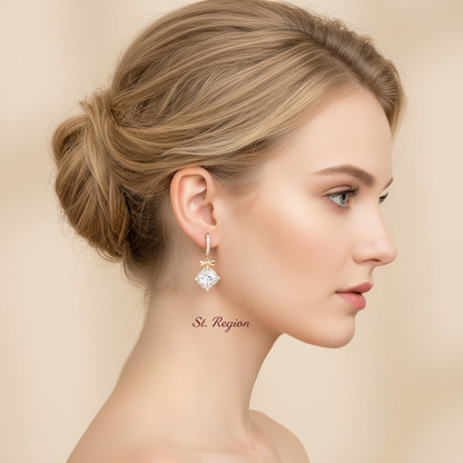 Crystal & Cubic Zirconia Goldtone Cushion-Cut Bow Huggie Earrings