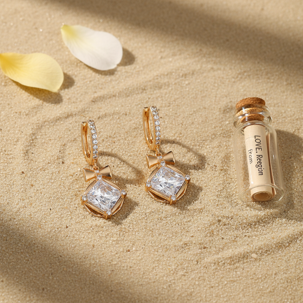 Crystal & Cubic Zirconia Goldtone Cushion-Cut Bow Huggie Earrings