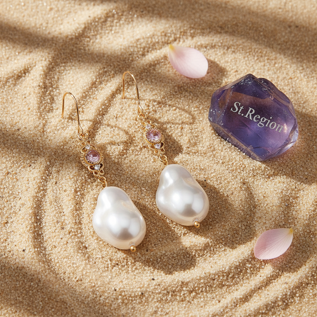 Pink Crystal & Baroque Pearl Goldtone Filigree Hook Earrings