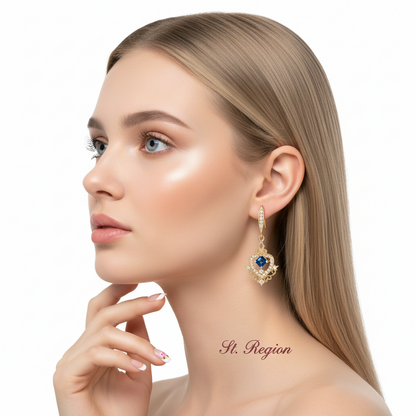 Sapphire Crystal & Cubic Zirconia Goldtone Princess-Cut Heart Hook Earrings