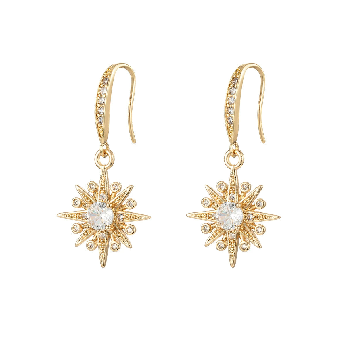Crystal & Cubic Zirconia Goldtone Star Hook Earrings