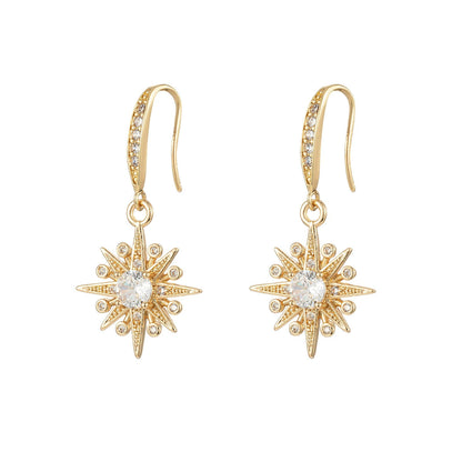 Crystal & Cubic Zirconia Goldtone Star Hook Earrings