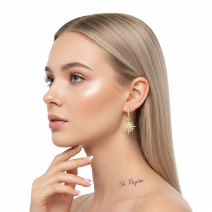 Crystal & Cubic Zirconia Goldtone Star Hook Earrings