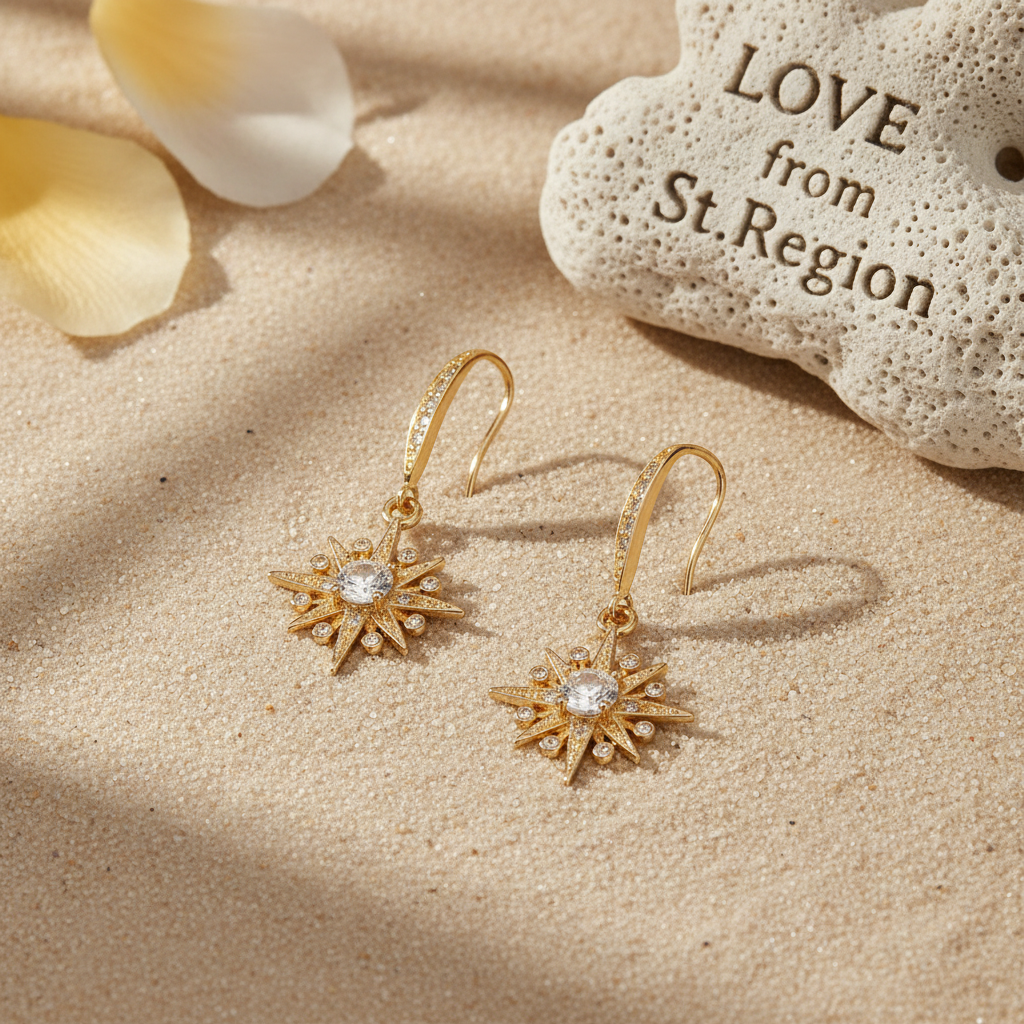 Crystal & Cubic Zirconia Goldtone Star Hook Earrings