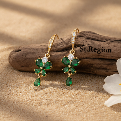 Emerald Crystal & Cubic Zirconia Goldtone Butterfly Hook Earrings