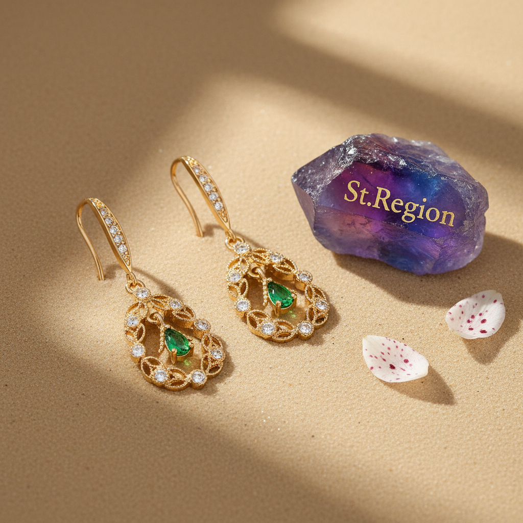 Green Crystal & Cubic Zirconia Goldtone Rattan Drop Hook Earrings