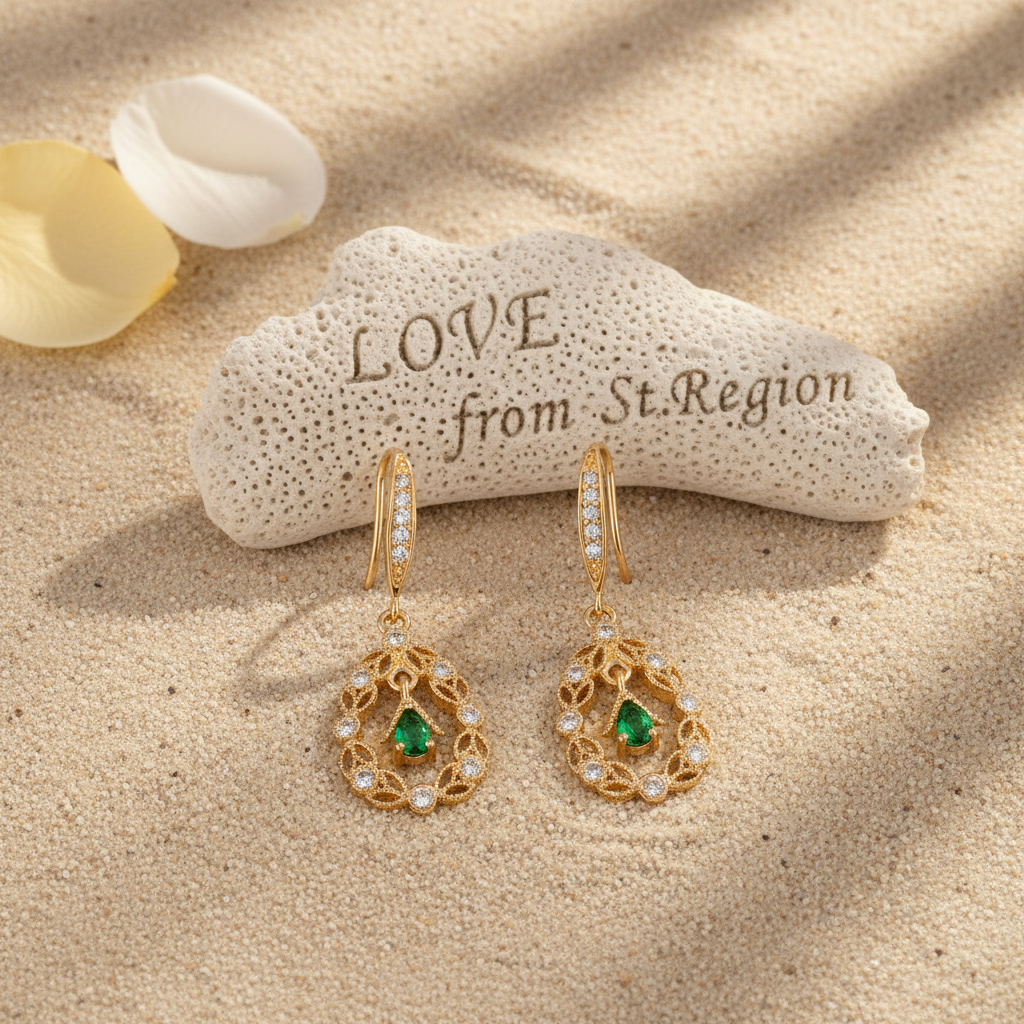 Green Crystal & Cubic Zirconia Goldtone Rattan Drop Hook Earrings