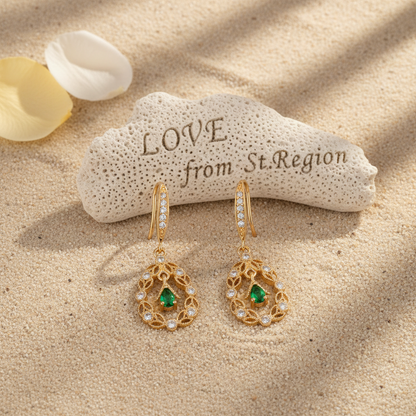 Green Crystal & Cubic Zirconia Goldtone Rattan Drop Hook Earrings