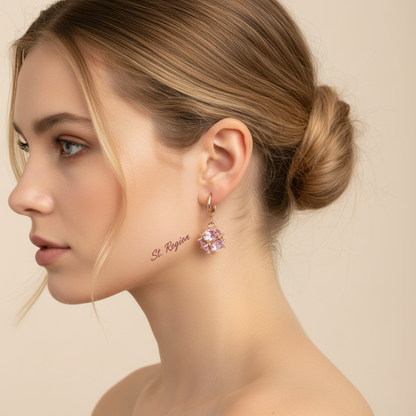 Pink Crystal & Goldtone Ball Huggie Earrings