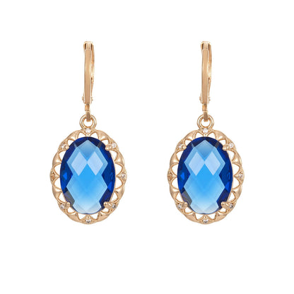 Blue Crystal & Cubic Zirconia Goldtone Oval-Cut Flower Dangle Earrings