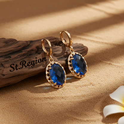 Blue Crystal & Cubic Zirconia Goldtone Oval-Cut Flower Dangle Earrings