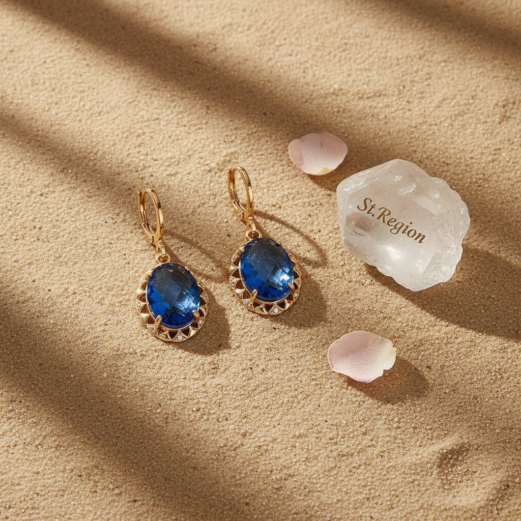 Blue Crystal & Cubic Zirconia Goldtone Oval-Cut Flower Dangle Earrings