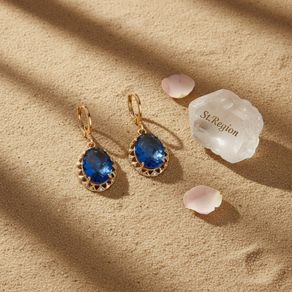 Blue Crystal & Cubic Zirconia Goldtone Oval-Cut Flower Dangle Earrings