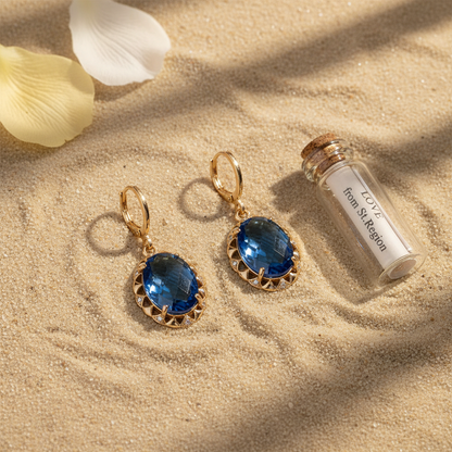 Blue Crystal & Cubic Zirconia Goldtone Oval-Cut Flower Dangle Earrings