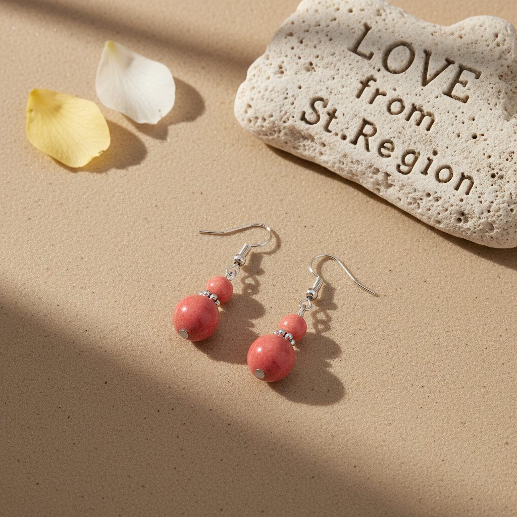 Red Jade & Silvertone ‌Gourd-Shape Hook Earrings