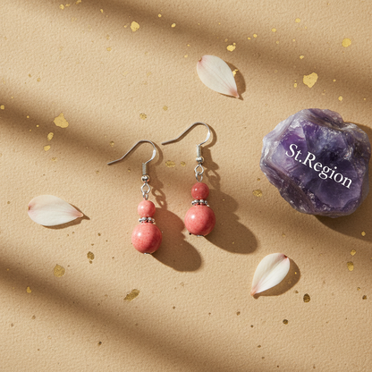 Red Jade & Silvertone ‌Gourd-Shape Hook Earrings