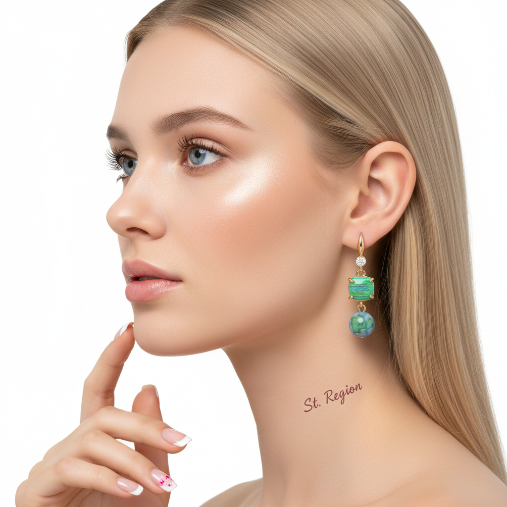 Blue Resin & Cubic Zirconia Goldtone Cushion Ball Hook Earrings