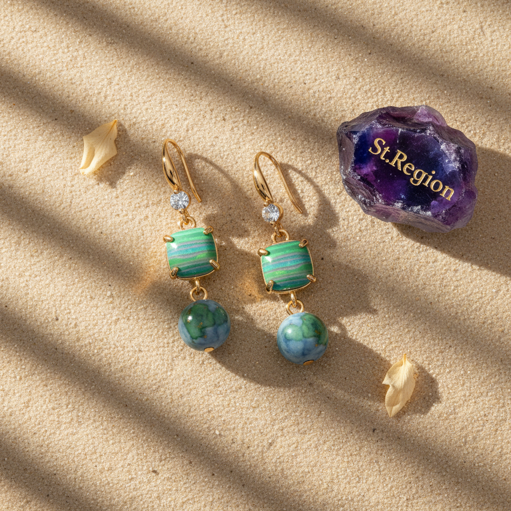 Blue Resin & Cubic Zirconia Goldtone Cushion Ball Hook Earrings