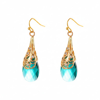 Green Crystal & Cubic Zirconia Drop Earrings