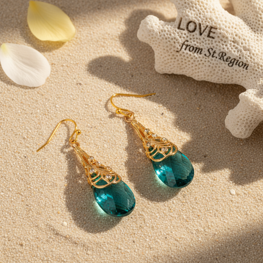 Green Crystal & Cubic Zirconia Drop Earrings