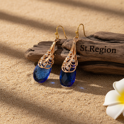 Navy Crystal & Cubic Zirconia Drop Earrings