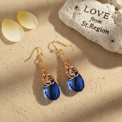 Navy Crystal & Cubic Zirconia Drop Earrings