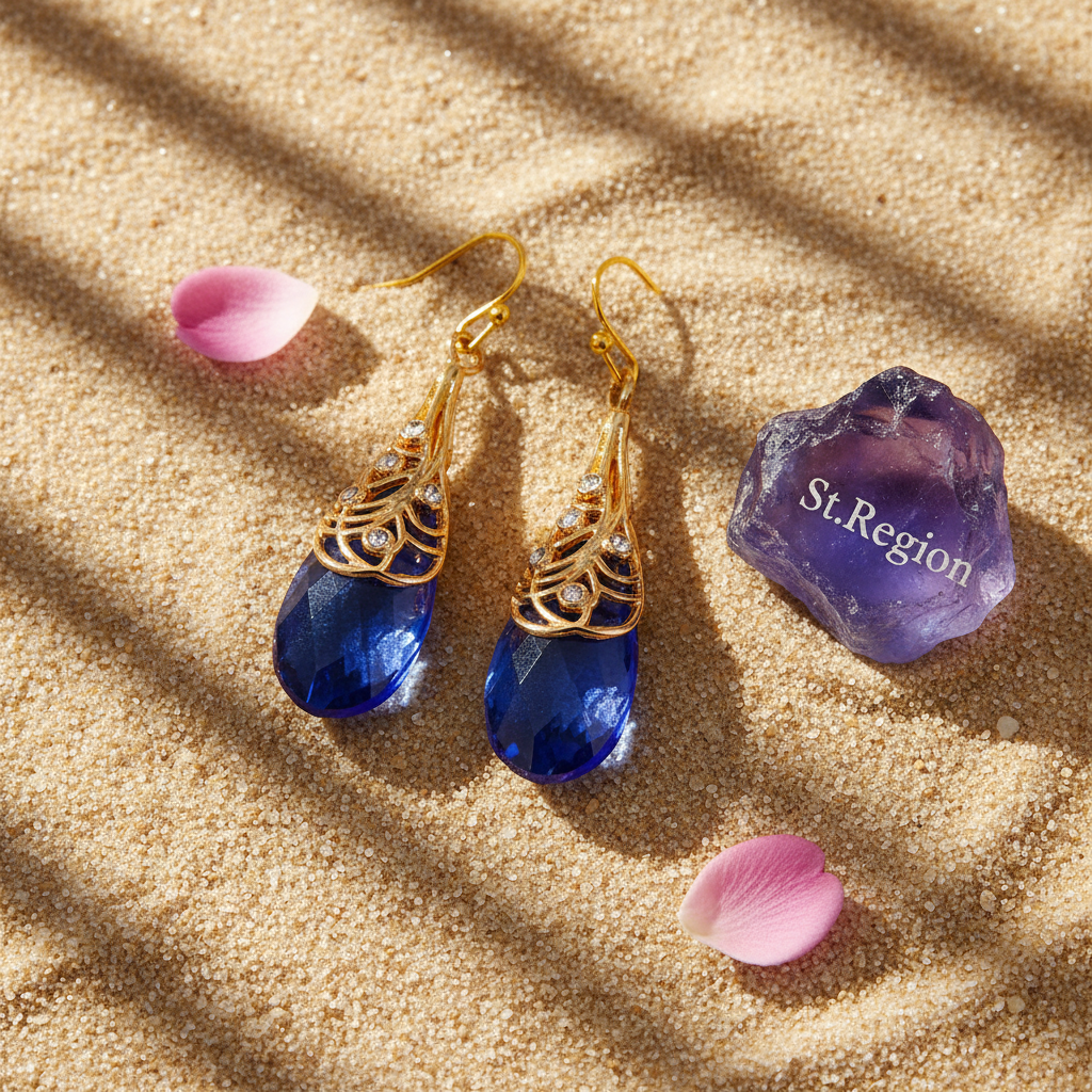 Navy Crystal & Cubic Zirconia Drop Earrings