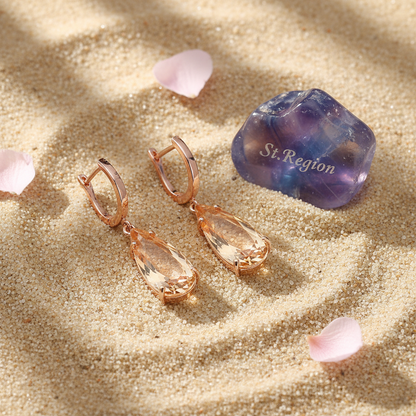 Champagne Crystal & Rose Goldtone Drop Earrings