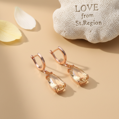 Champagne Crystal & Rose Goldtone Drop Earrings