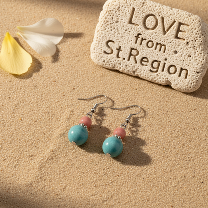 Red & Blue Jade Silvertone ‌Gourd-Shape Hook Earrings