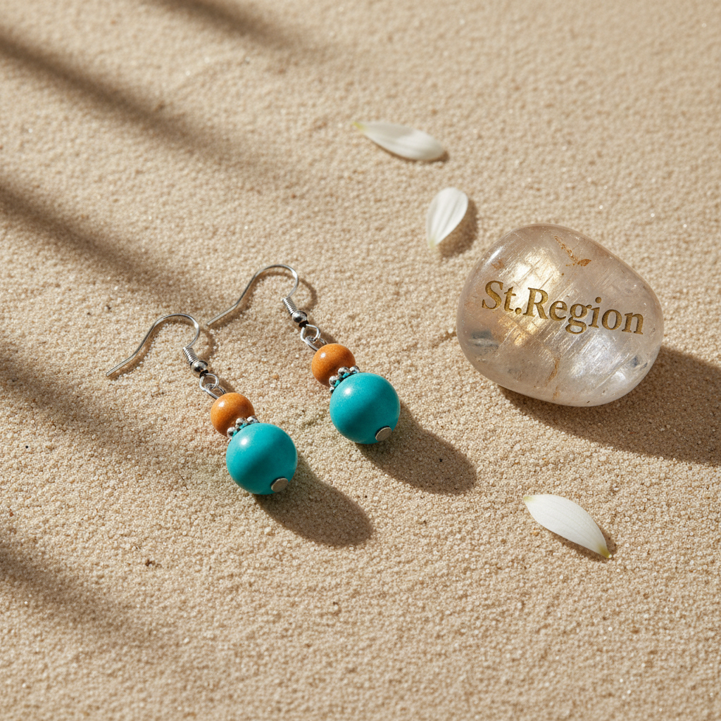 Orange & Blue Jade Silvertone ‌Gourd-Shape Hook Earrings