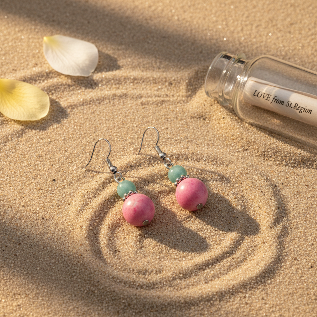 Pink Jade & Silvertone ‌Gourd-Shape Hook Earrings