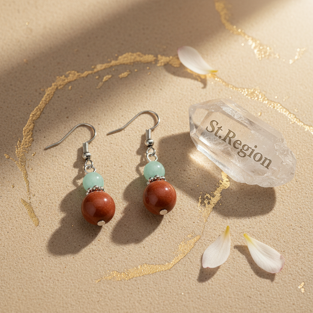 Pink & Brown Jade Silvertone ‌Gourd-Shape Hook Earrings