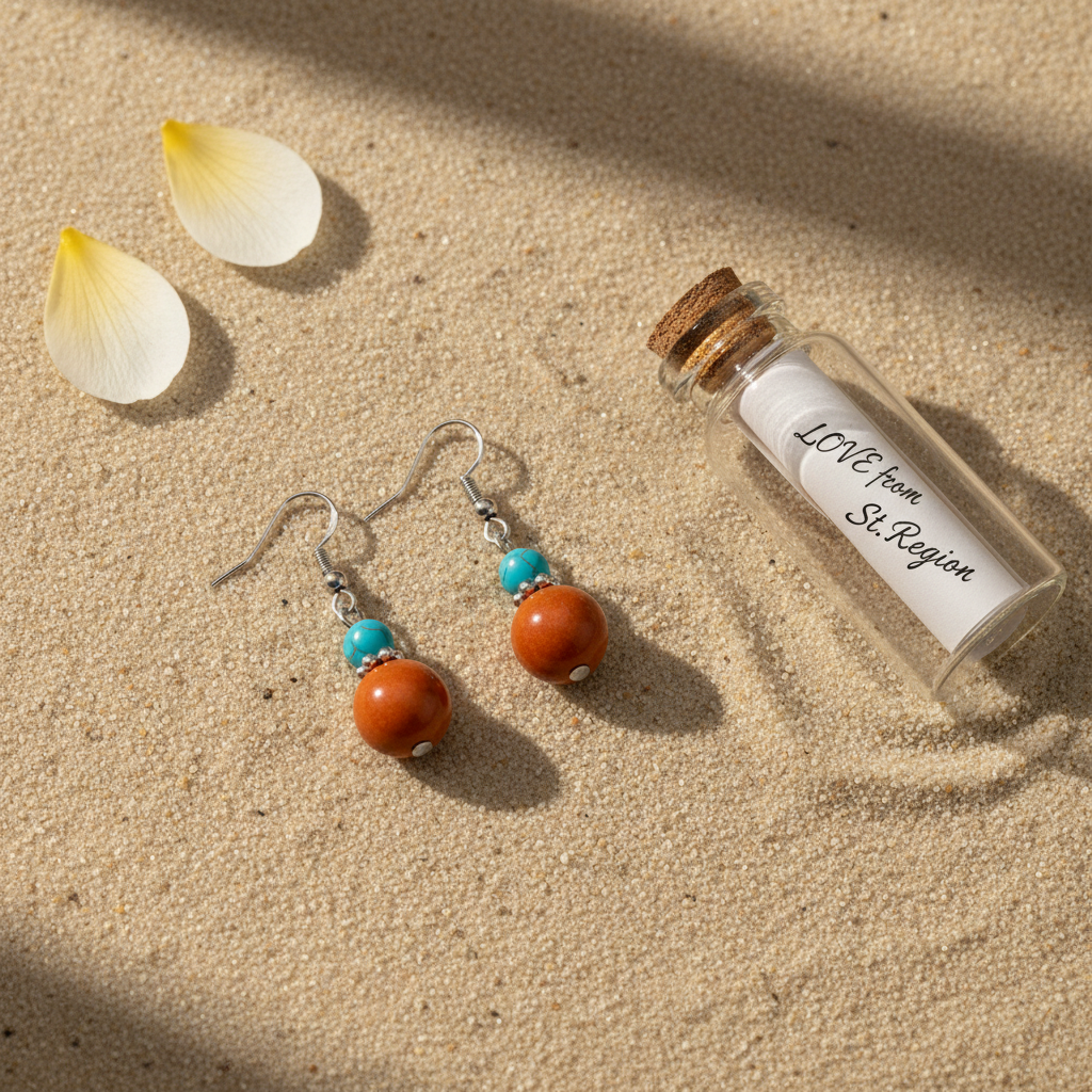 Brown Jade & Turqouise Silvertone ‌Gourd-Shape Hook Earrings