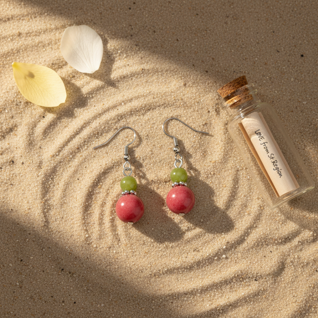 Orange & Red Jade Silvertone ‌Gourd-Shape Hook Earrings
