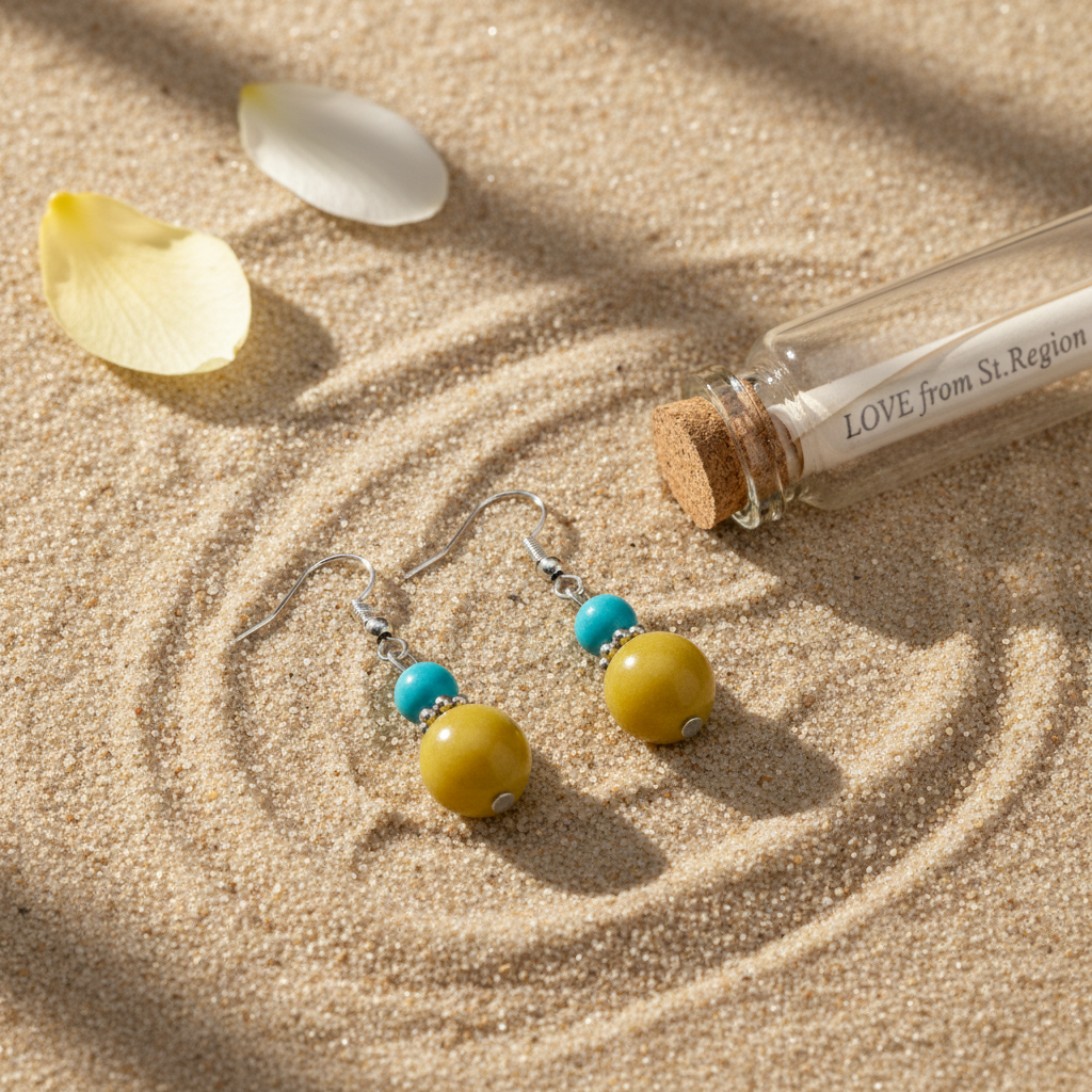 Blue & Yellow Jade Silvertone ‌Gourd-Shape Hook Earrings