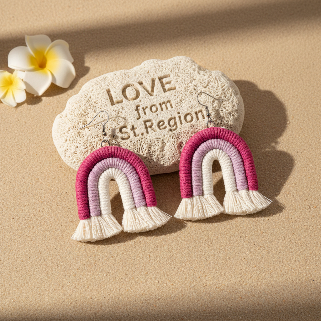 Rose & Pink Yarn Silvertone Rainbow Tassel Hook Earrings