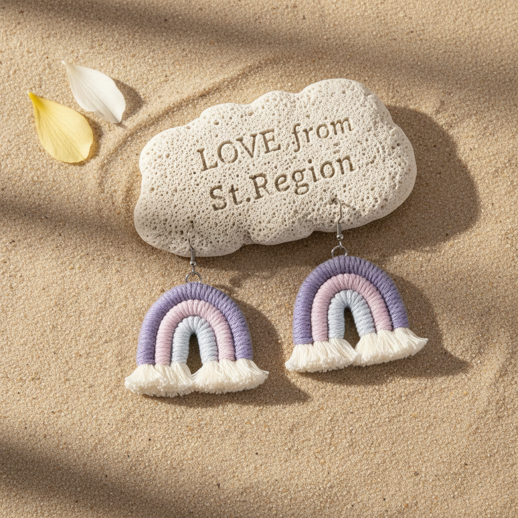 Purple Multi-Colored Yarn & Silvertone Rainbow Tassel Hook Earrings