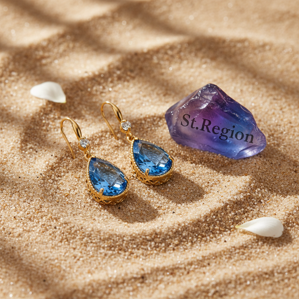 Blue Crystal & Cubic Zirconia Goldtone Teardrop Hook Earrings