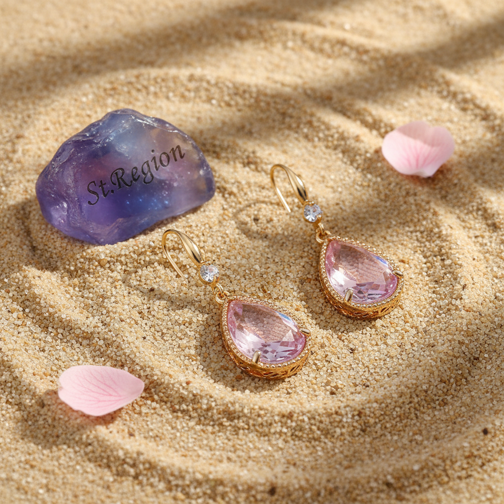 Pink Crystal & Cubic Zirconia Goldtone Teardrop Hook Earrings