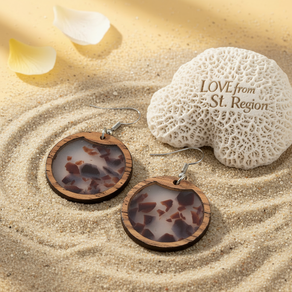 Brown Resin & Wood Silvertone Leopard Print Circular Hook Earrings