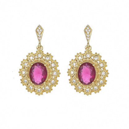 Rose Crystal & Cubic Zirconia Goldtone Oval-Cut Flower Dangle Earrings