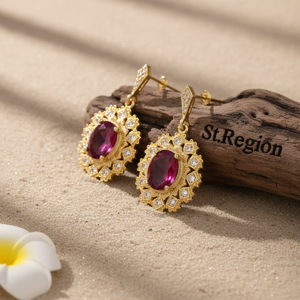 Rose Crystal & Cubic Zirconia Goldtone Oval-Cut Flower Dangle Earrings