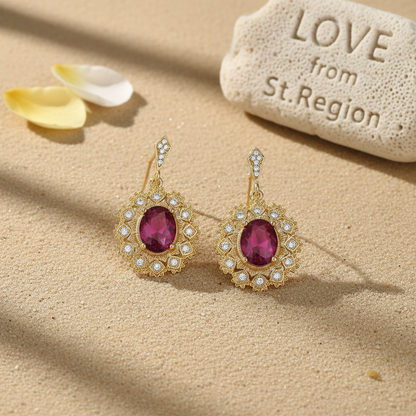 Rose Crystal & Cubic Zirconia Goldtone Oval-Cut Flower Dangle Earrings