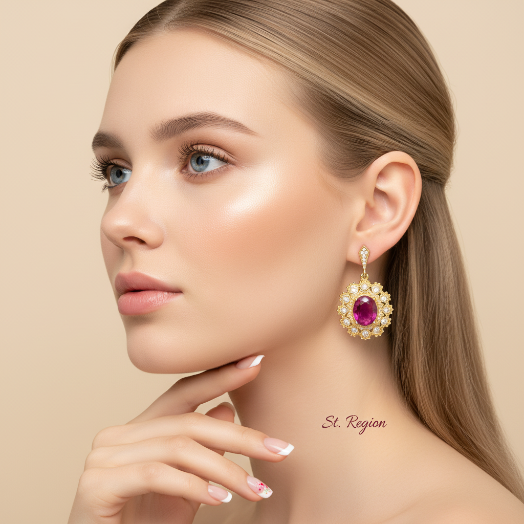 Rose Crystal & Cubic Zirconia Goldtone Oval-Cut Flower Dangle Earrings