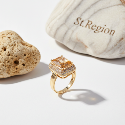 Champagne Crystal & Cubic Zirconia Radiant-Cut Ring