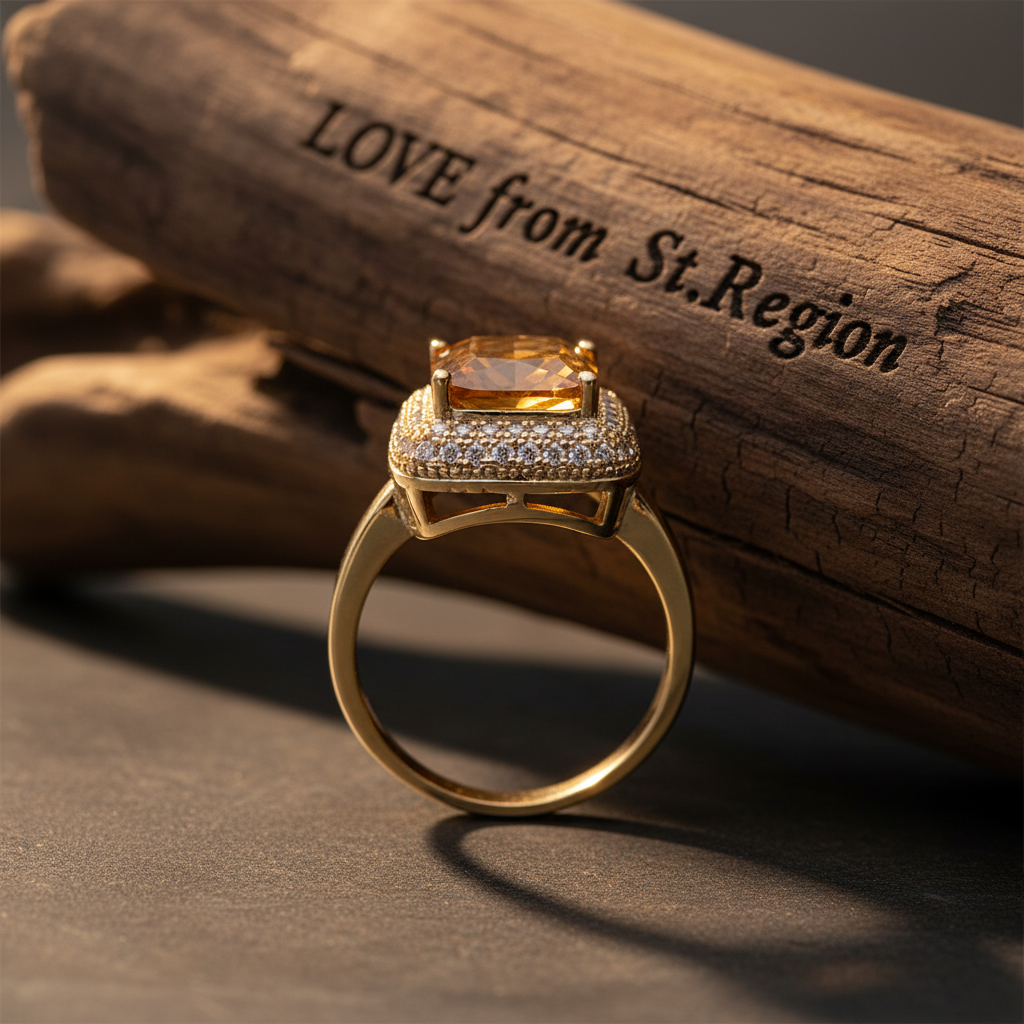 Champagne Crystal & Cubic Zirconia Radiant-Cut Ring