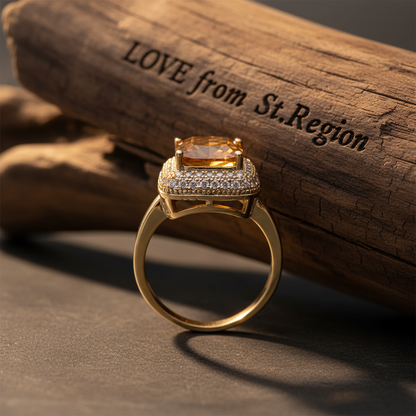 Champagne Crystal & Cubic Zirconia Radiant-Cut Ring