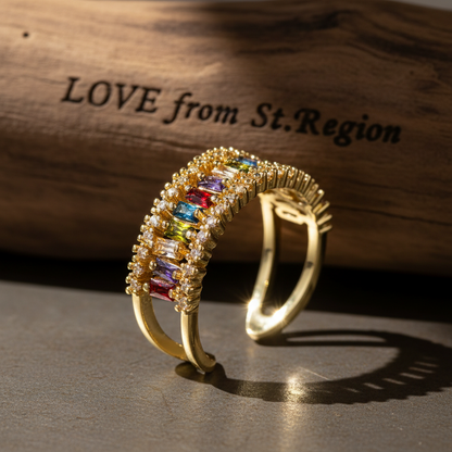 Multicolor Crystal & Cubic Zirconia Goldtone Open Ring