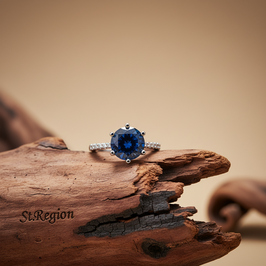 Navy Crystal & Cubic Zirconia Cocktail Ring